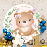 Aperturee - Circle Little Brown Bear Baby Shower Backdrop